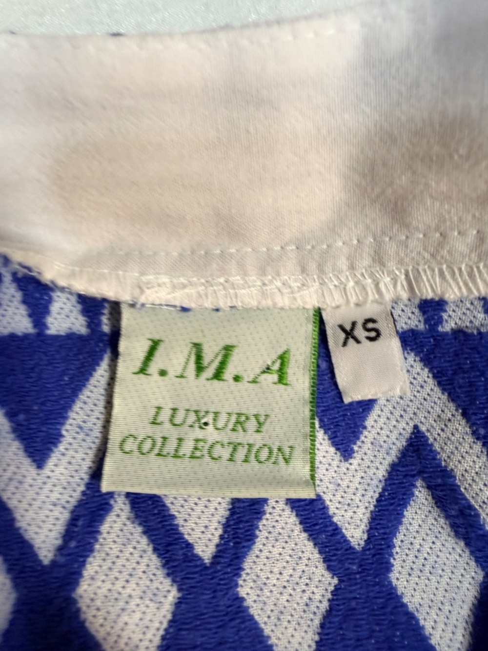 I.M.A Luxury Collection Blue White Cotton Tiered Dress XS Made in Greece - Picture 3 of 6